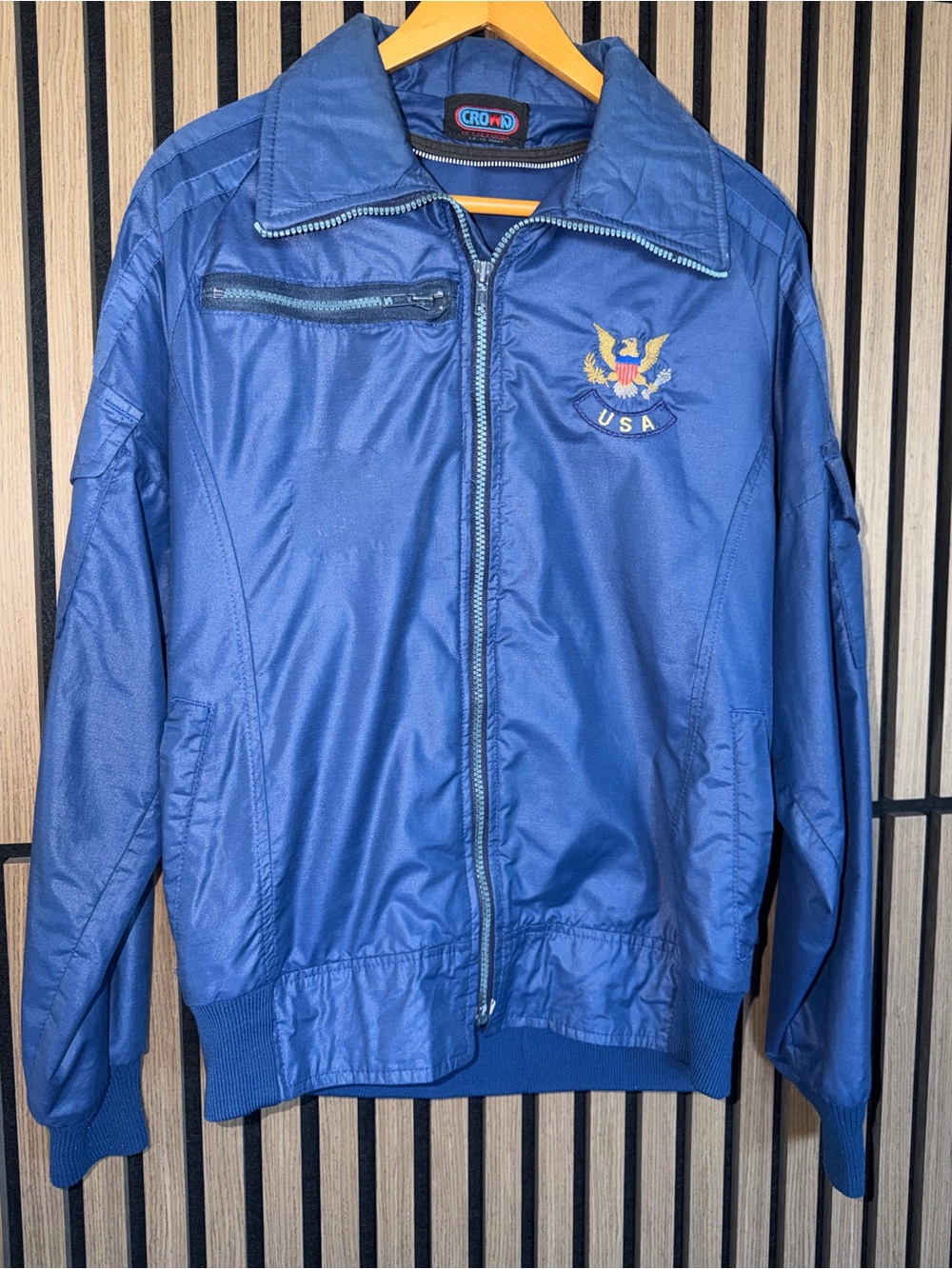Vintage Crown of California Blue Men's Zip-Up Jacke